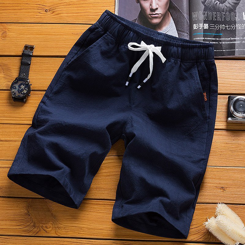 Men's Casual Loose Shorts Breathable Cotton Linen Beach Shorts