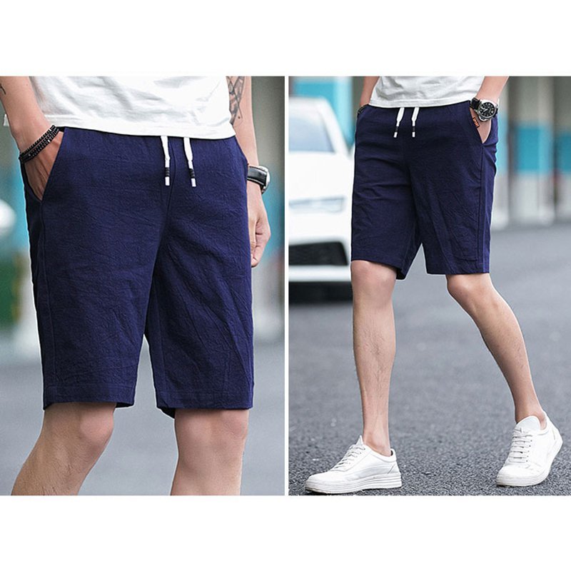 Men's Casual Loose Shorts Breathable Cotton Linen Beach Shorts