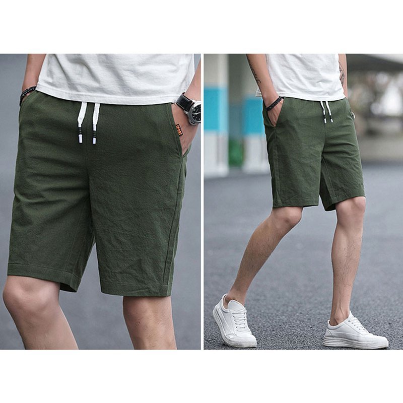 Men's Casual Loose Shorts Breathable Cotton Linen Beach Shorts