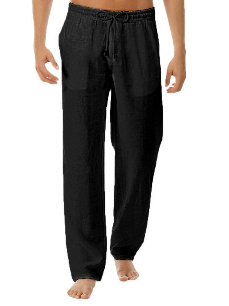 Men's Casual Loose Cotton Pants Breathable Long Trousers