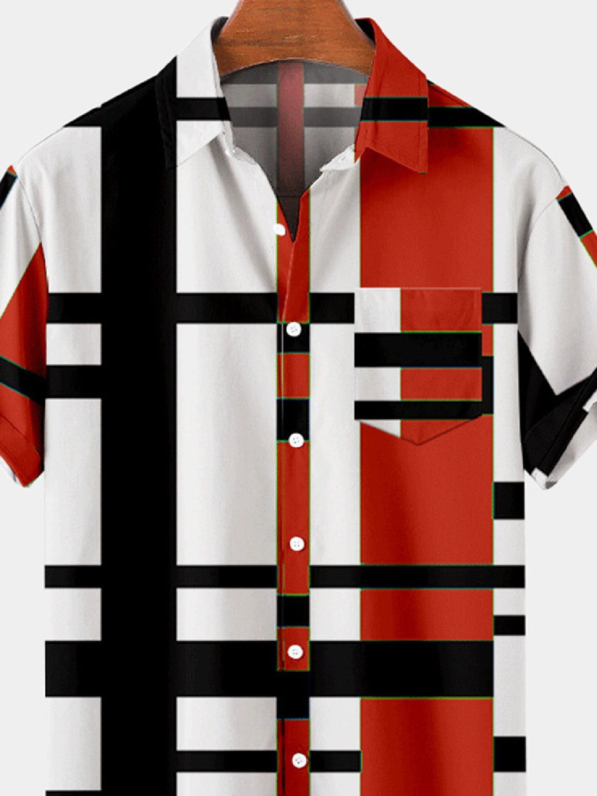 Hawaiian Retro Geometric Abstract Elements Men's Casual Short-sleeved Shirt