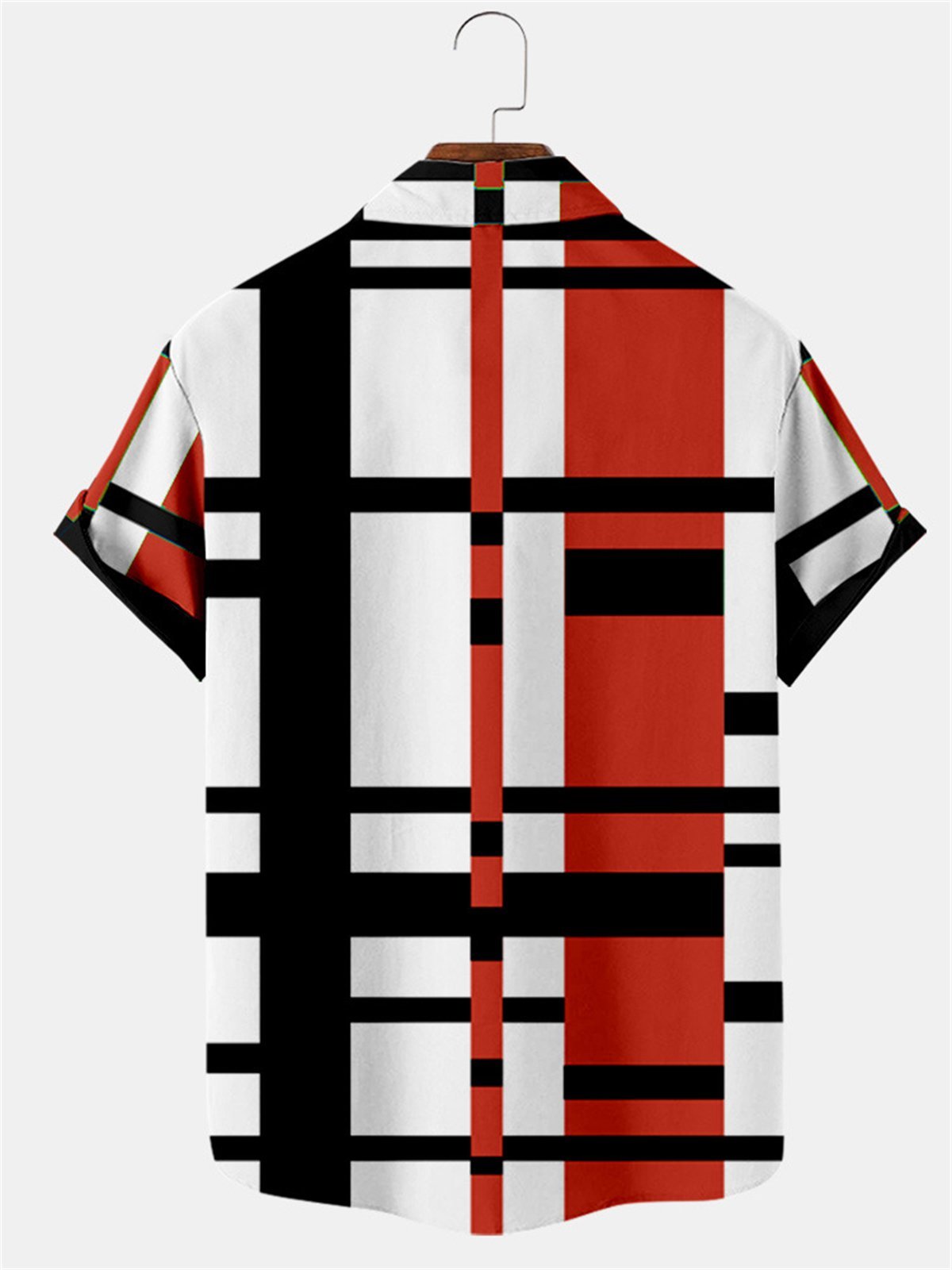 Hawaiian Retro Geometric Abstract Elements Men's Casual Short-sleeved Shirt