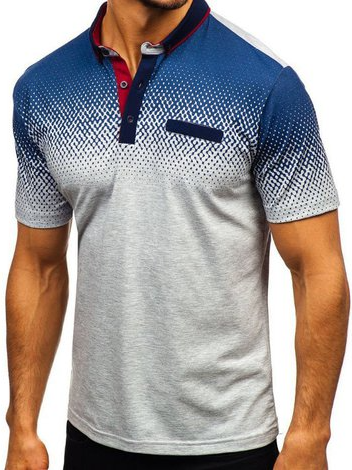 Casual Henley Collar Ombre Polo Shirts & Tops