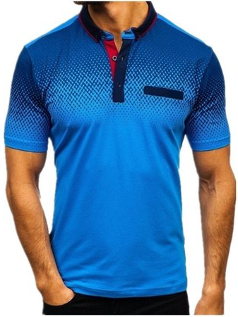 Casual Henley Collar Ombre Polo Shirts & Tops