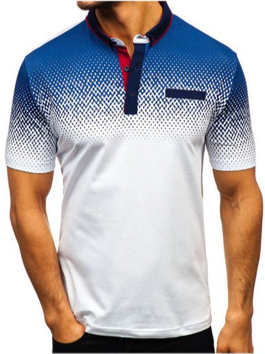 Casual Henley Collar Ombre Polo Shirts & Tops