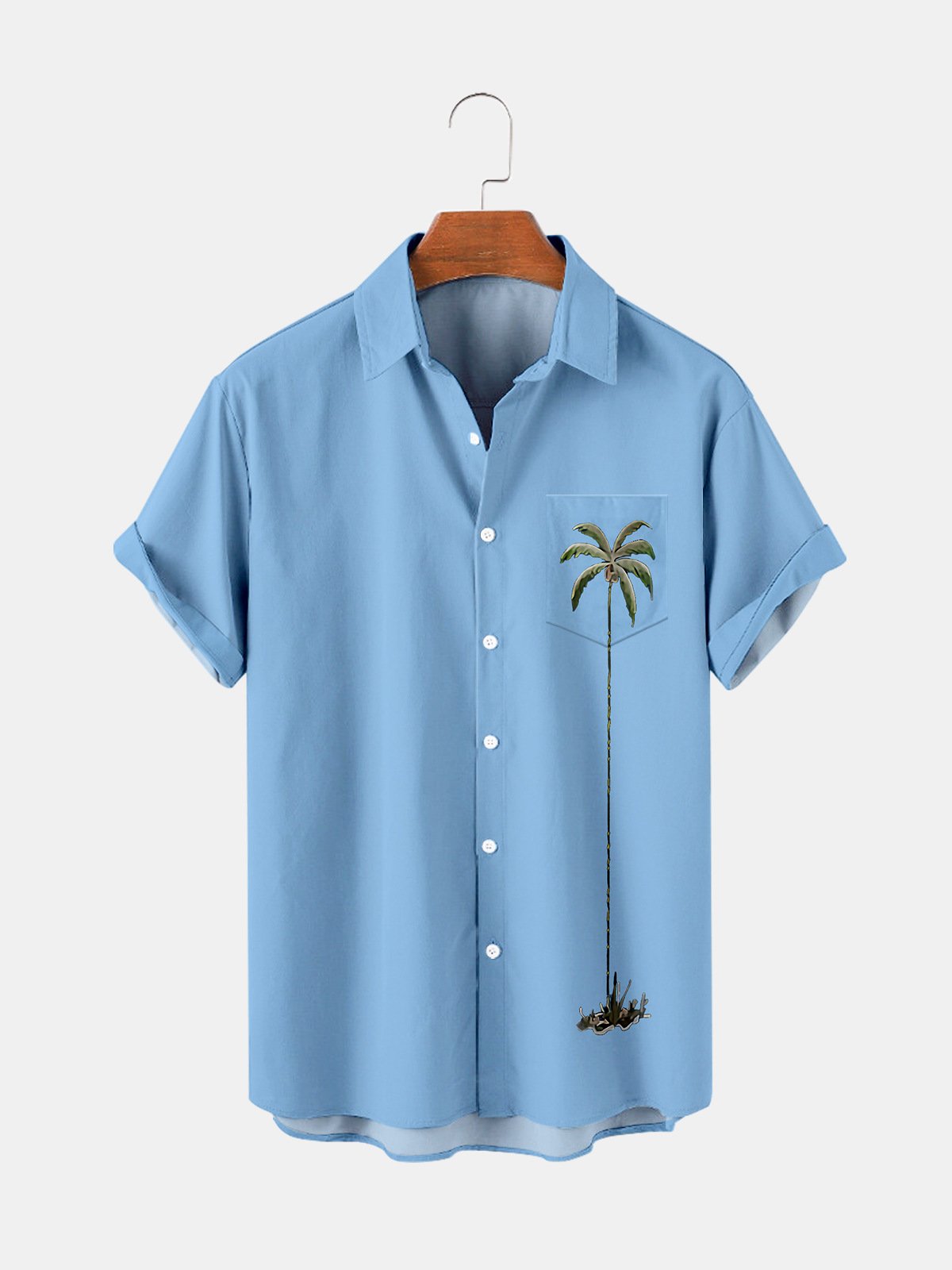 Mens Simple Coconut Tree 3D Printed Hawaiian Shirt Short-sleeved Top & Tops