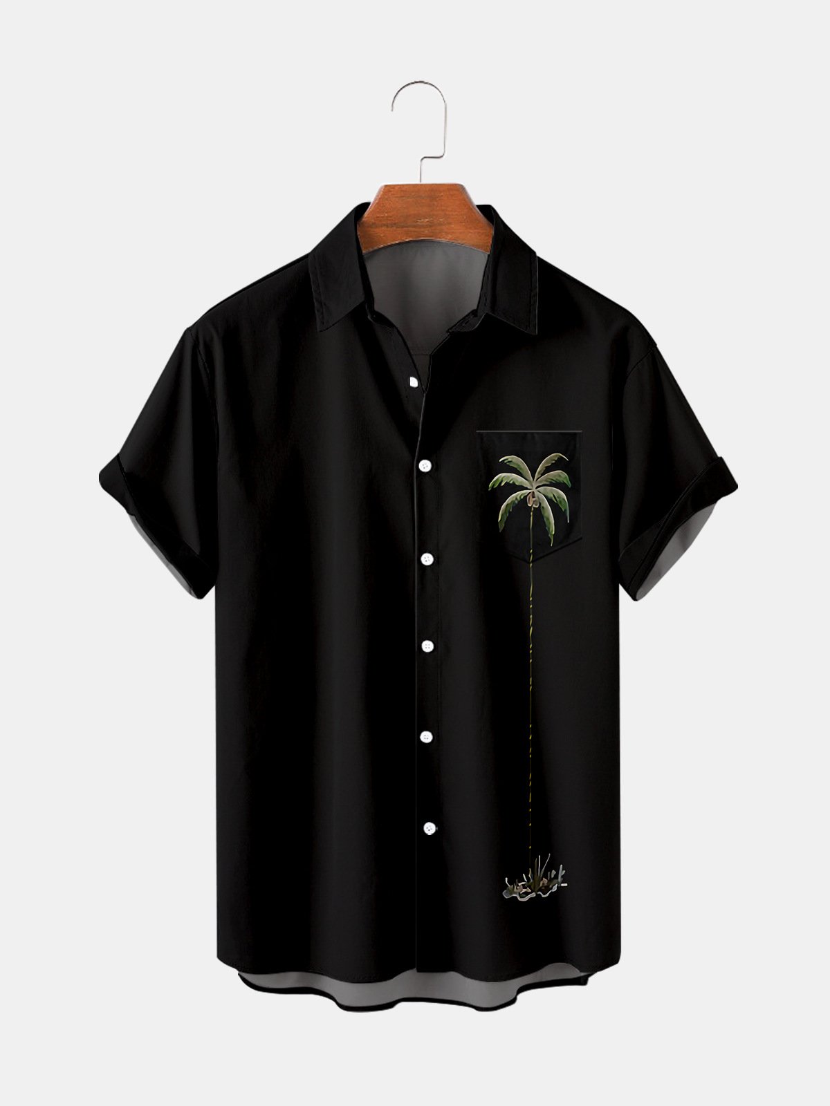 Mens Simple Coconut Tree 3D Printed Hawaiian Shirt Short-sleeved Top & Tops