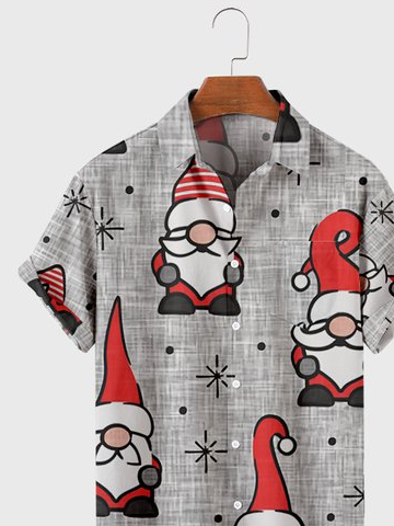 Short Sleeve Christmas Shirt Collar Shirts & Tops