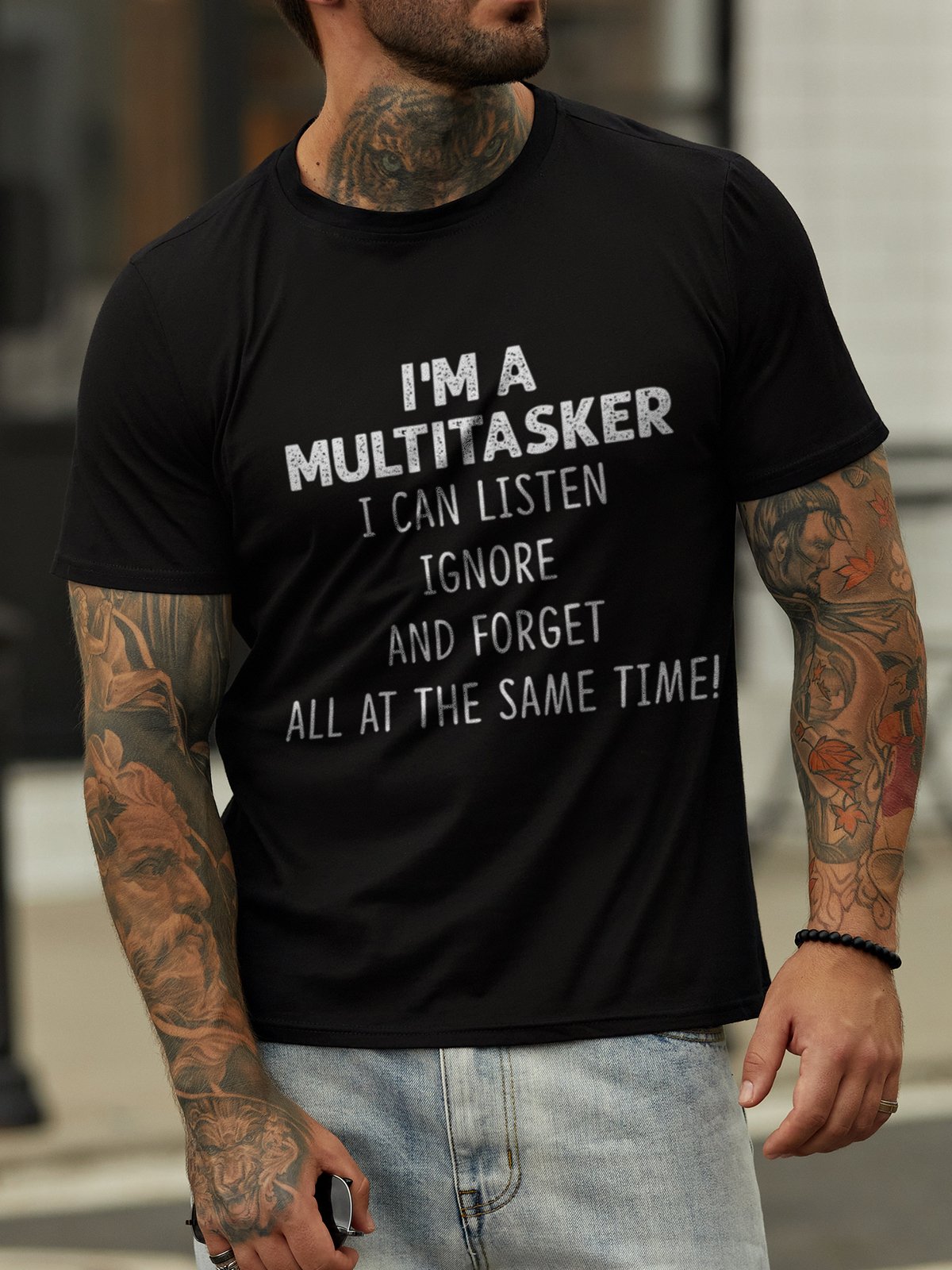 I'm A Multitasker Crew Neck Casual Short Sleeve Shirts & Tops