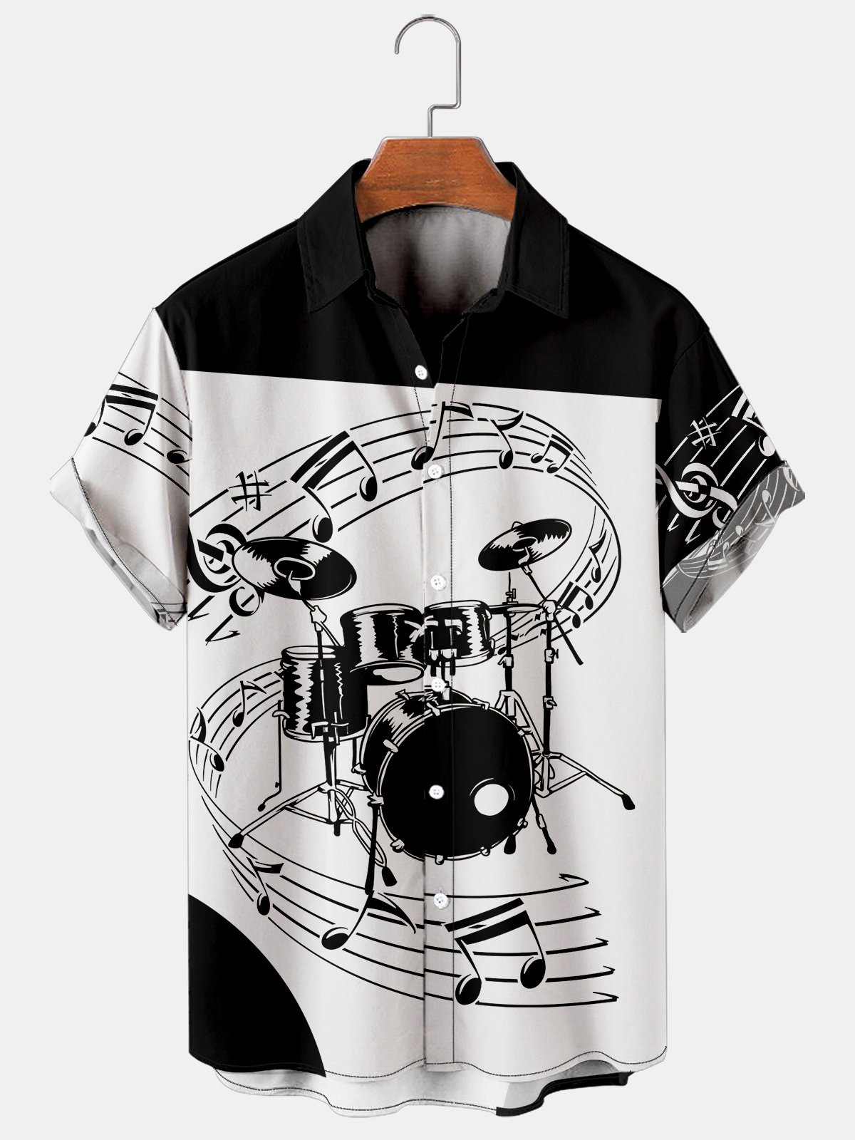 Vacation Leisure Music Element Pattern Hawaiian Style Printed Shirt Top