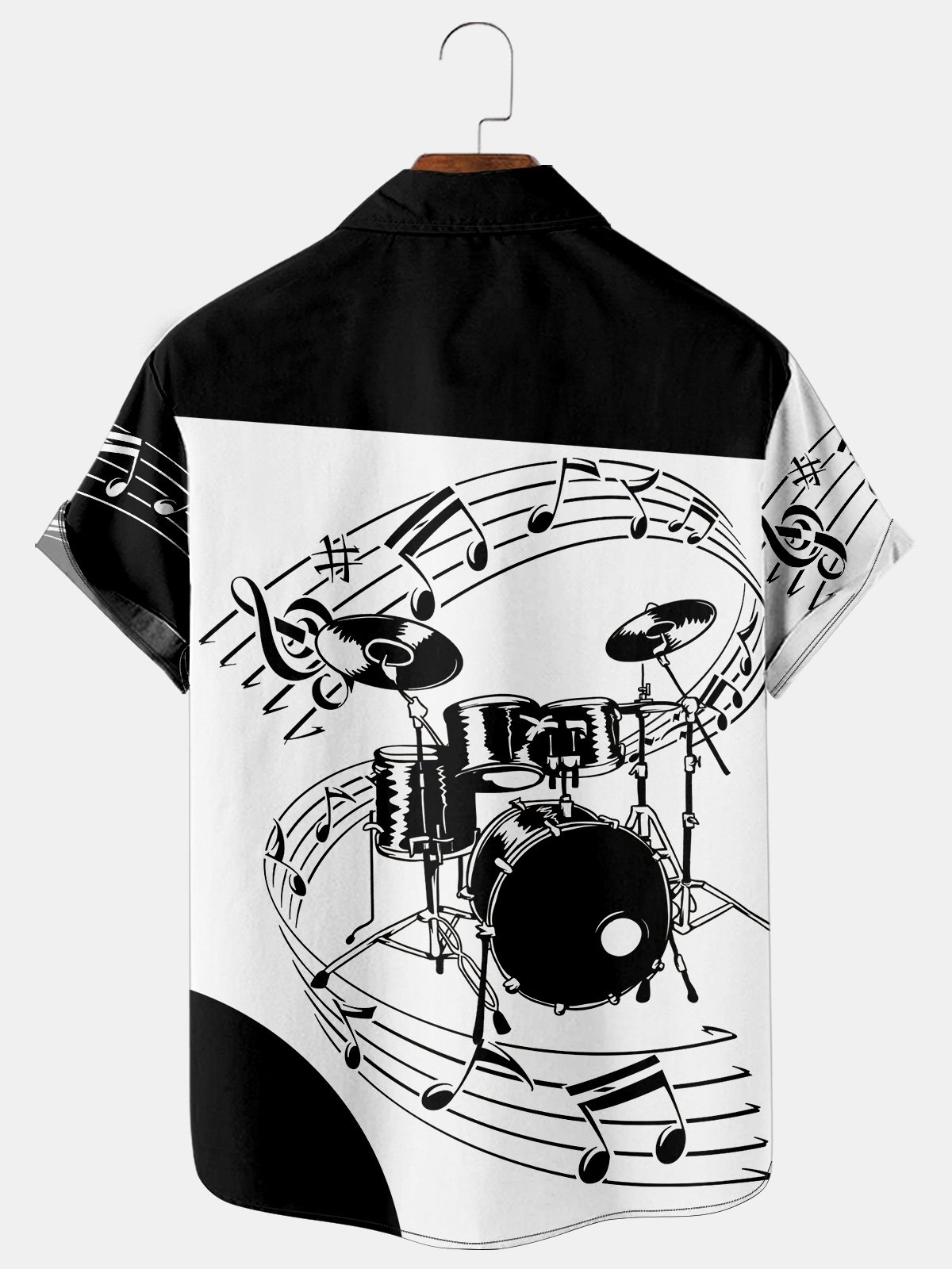 Vacation Leisure Music Element Pattern Hawaiian Style Printed Shirt Top