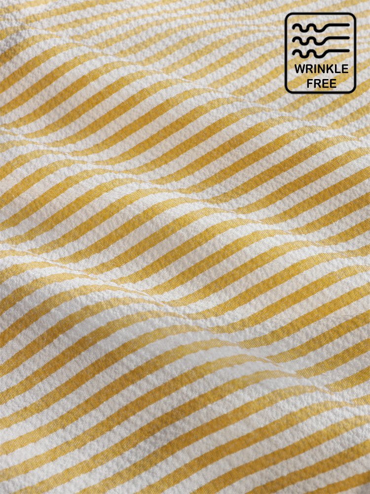 Men's Wrinkle Free Seersucker Striped Shirts Plus Size Casual Shirts