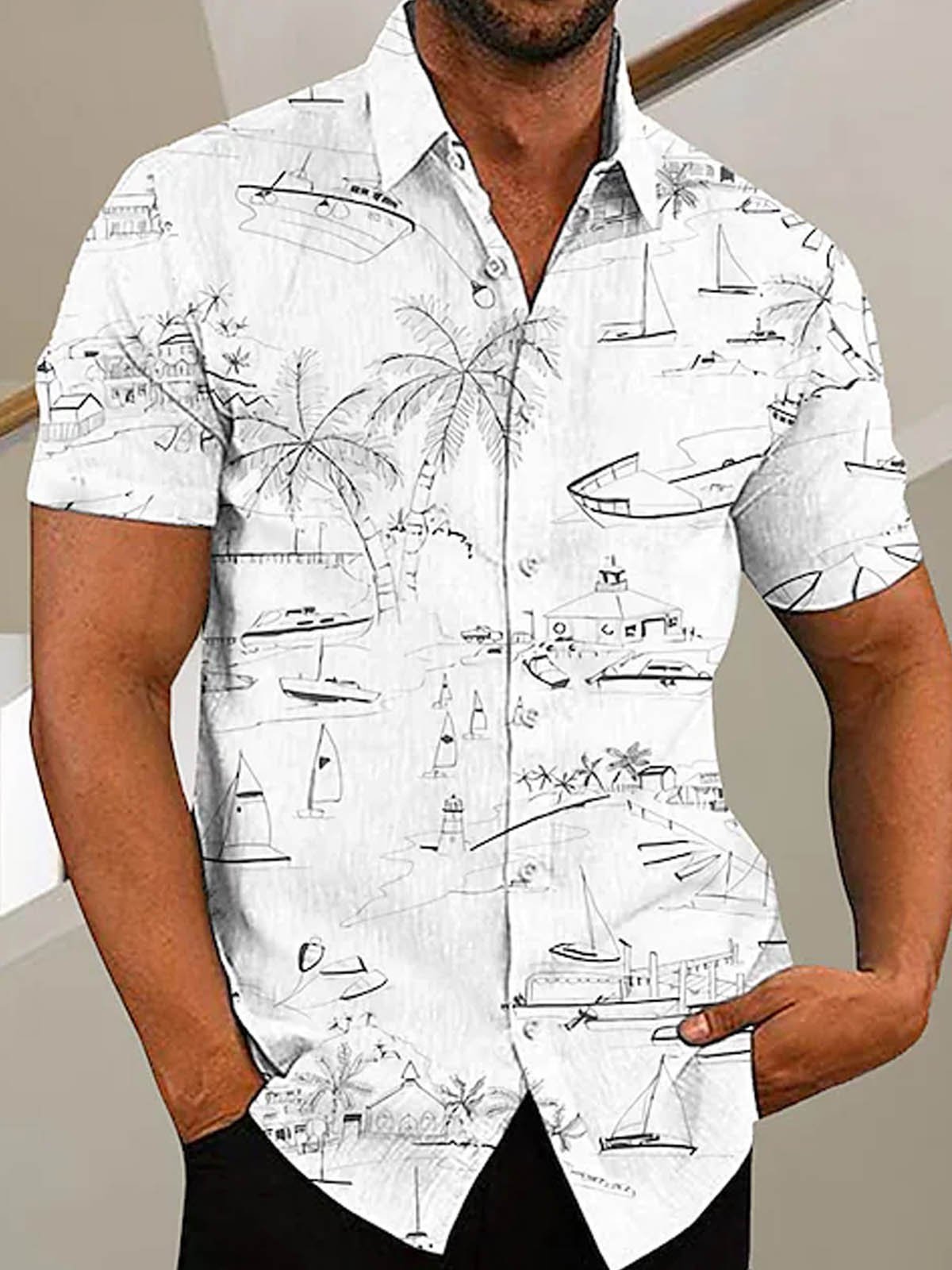 White Holiday Series Coconut Tree Shirts & Tops