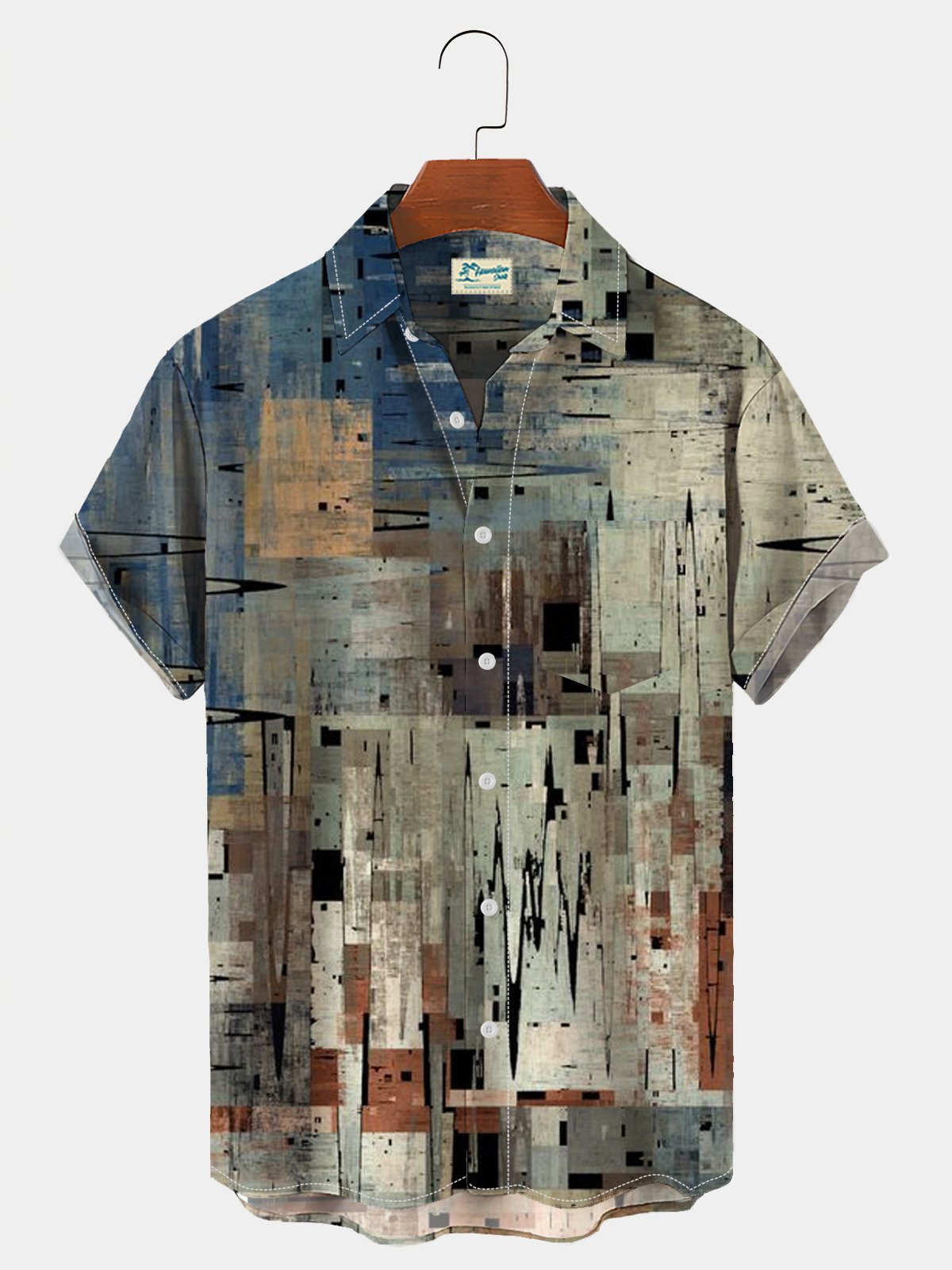 Men's Hawaiian Short Sleeve Seersucker Wrinkle Free Shirt