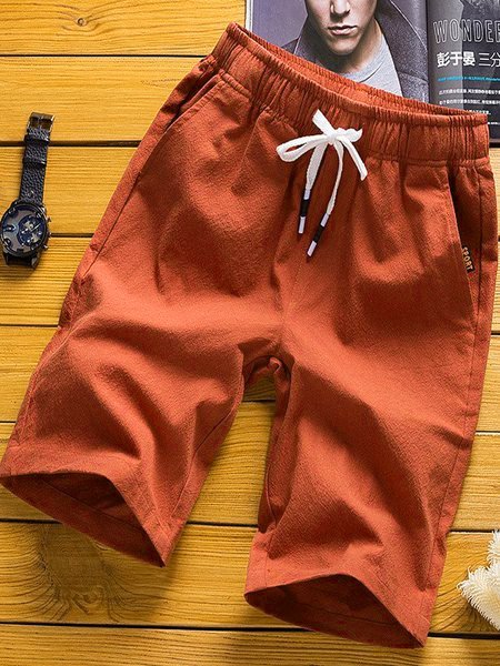 Men's Casual Loose Shorts Breathable Cotton Linen Beach Shorts