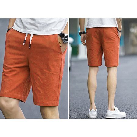 Men's Casual Loose Shorts Breathable Cotton Linen Beach Shorts