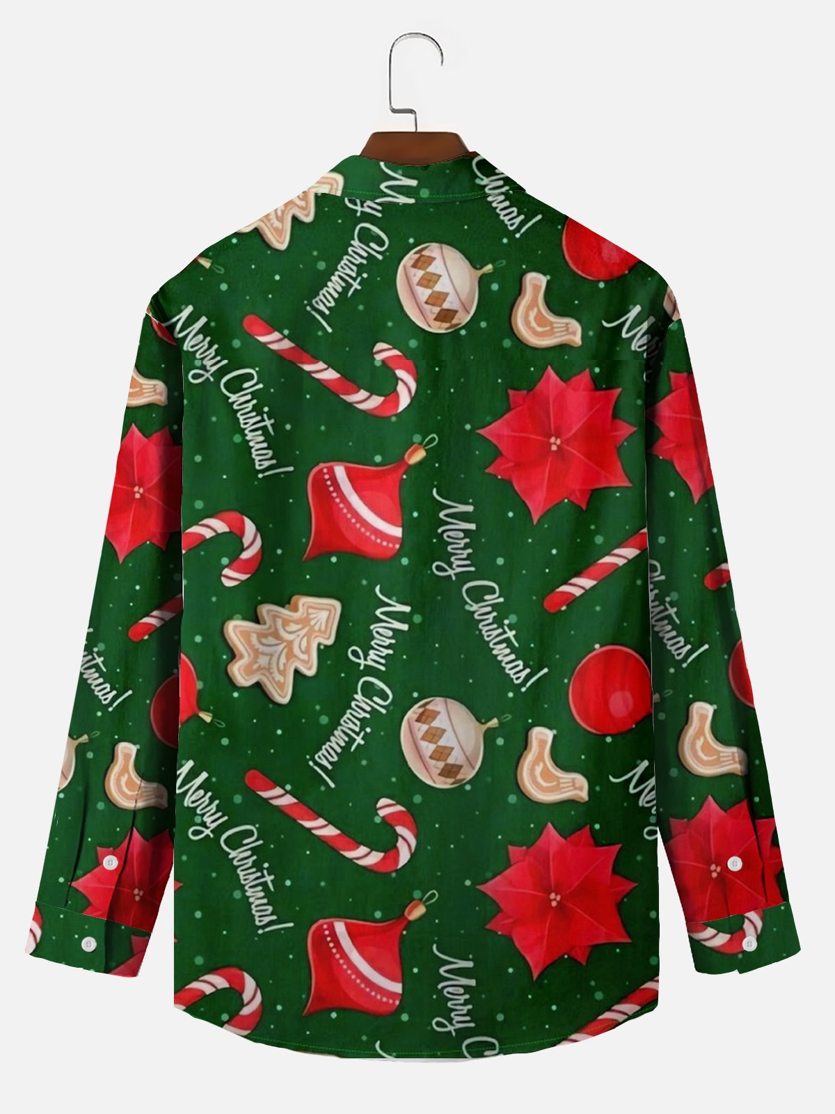  Men's Holiday Christmas Hawaiian Button Long Sleeve Shirt