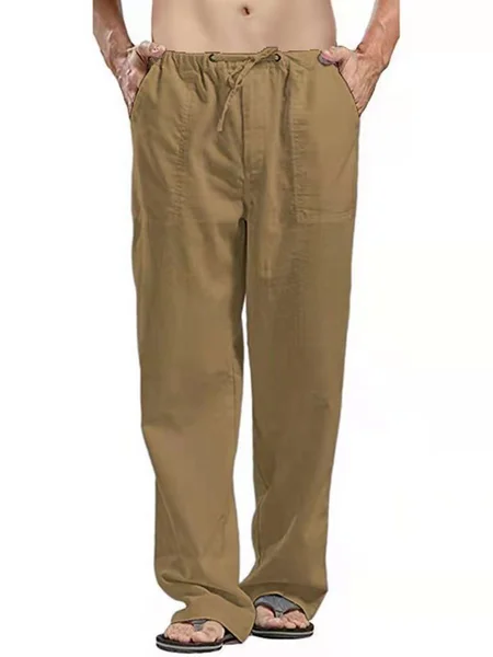 Holiday Cotton Linen Casual Trousers Men