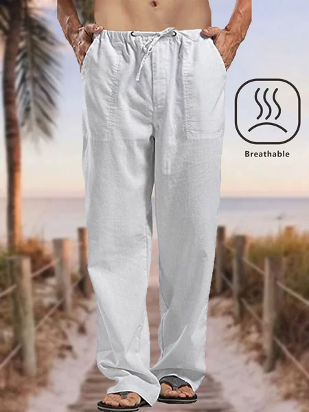 Holiday Cotton Linen Casual Trousers Men