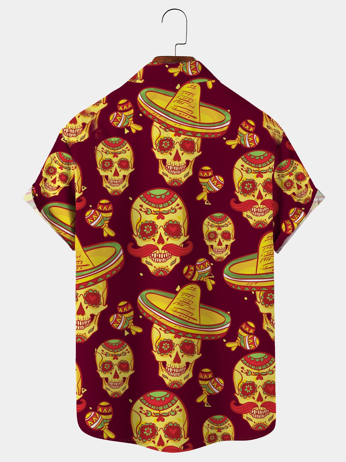 Cinco de Mayo Skull Straw Hat Print Chest Bag Shirt Plus Size Shirt