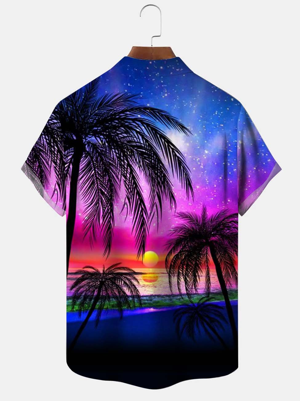 Men's Blue-Violet Gradient Hawaiian Coco Short Sleeve Shirt