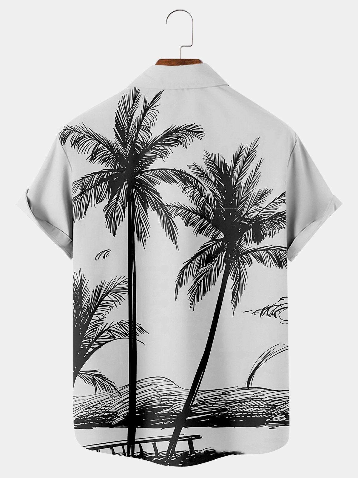  Hawaiian Grey Coconut Tree Print Chest Bag Holiday Shirt Plus Hawaiian Shirt