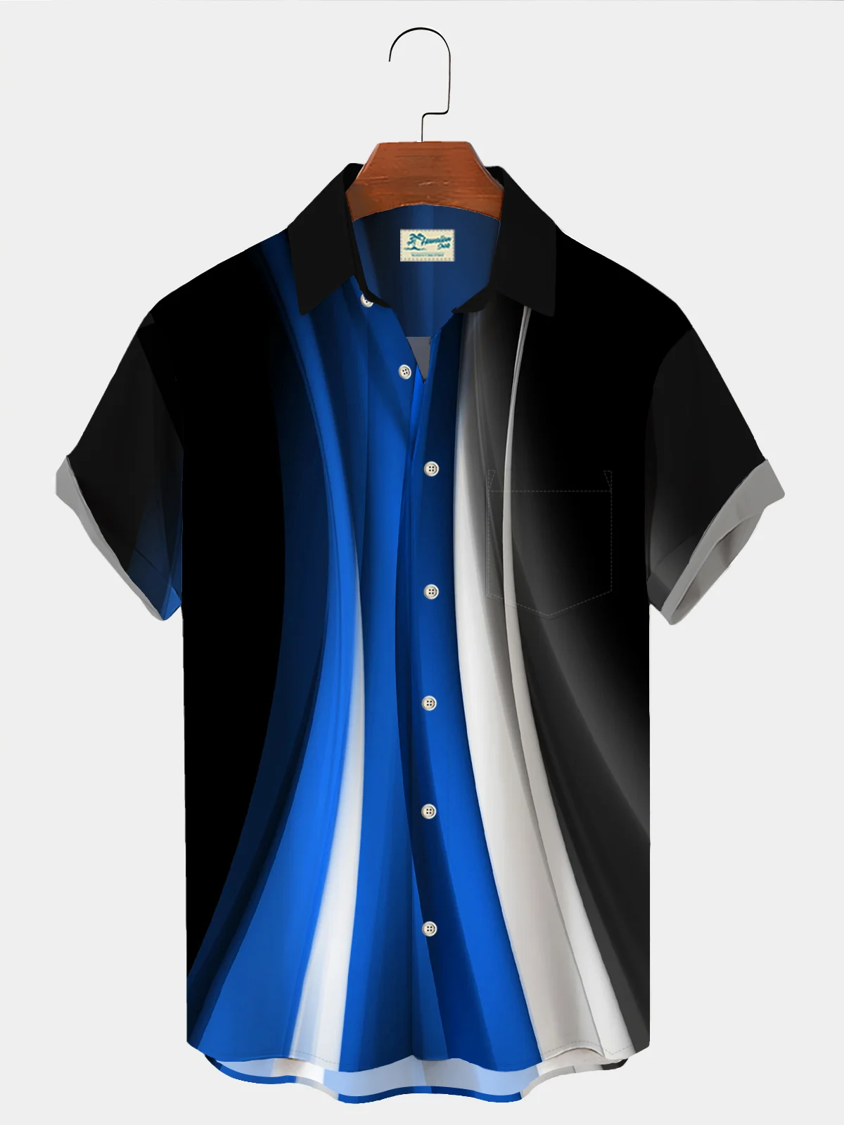  Black Art Gradient Print Men's Black Chest Bag Shirt Plus Size Shirt