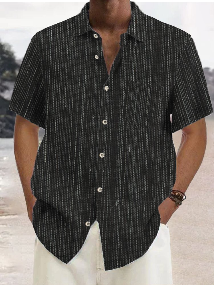 Cotton Linen Basic Casual Textured Hawaiian Shirt Oversized Vacation Aloha Shirt