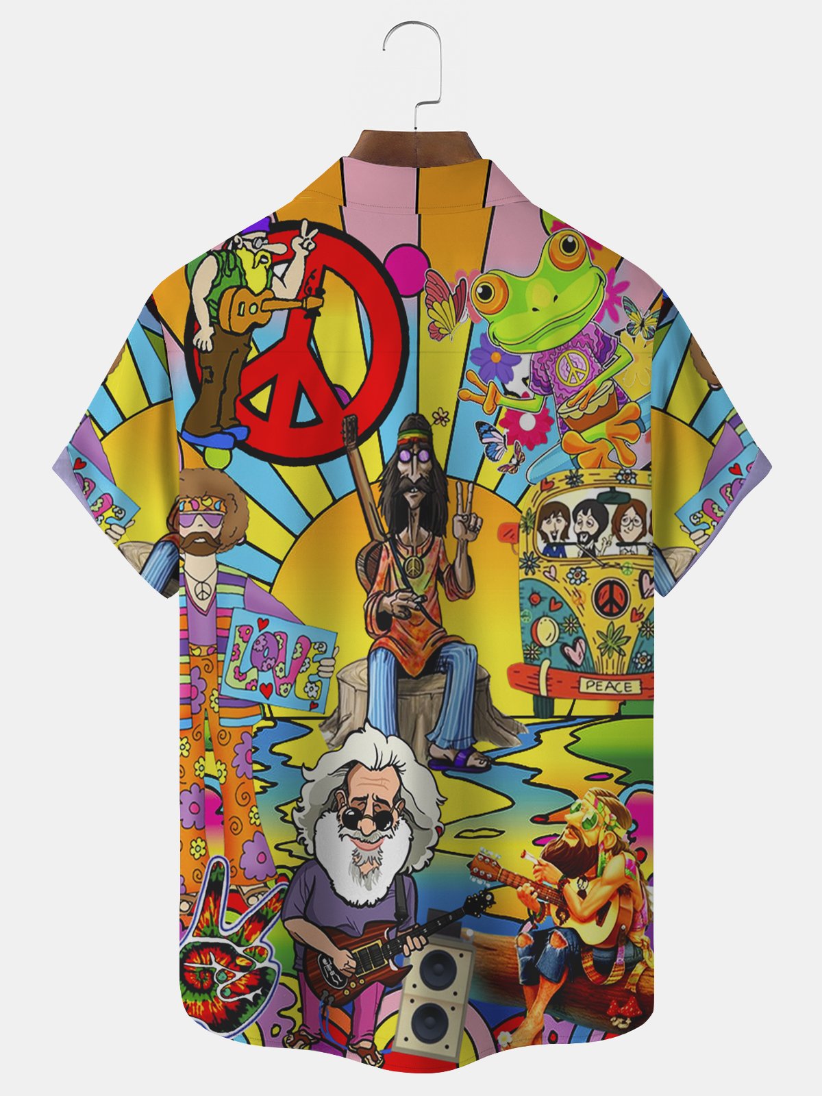  Hippie Music Guitar Hawaiian Big & Tall Aloha Shirt