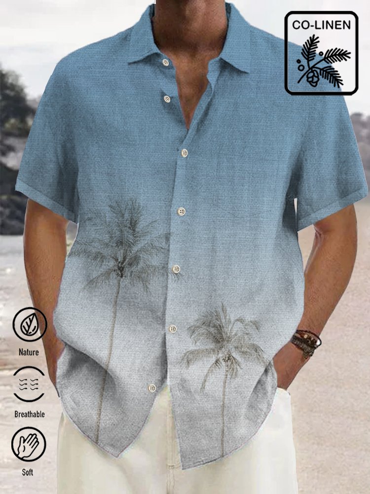  Hawaiian Coco Ombre Print Breast Pocket Shirt Plus Size Resort Shirt