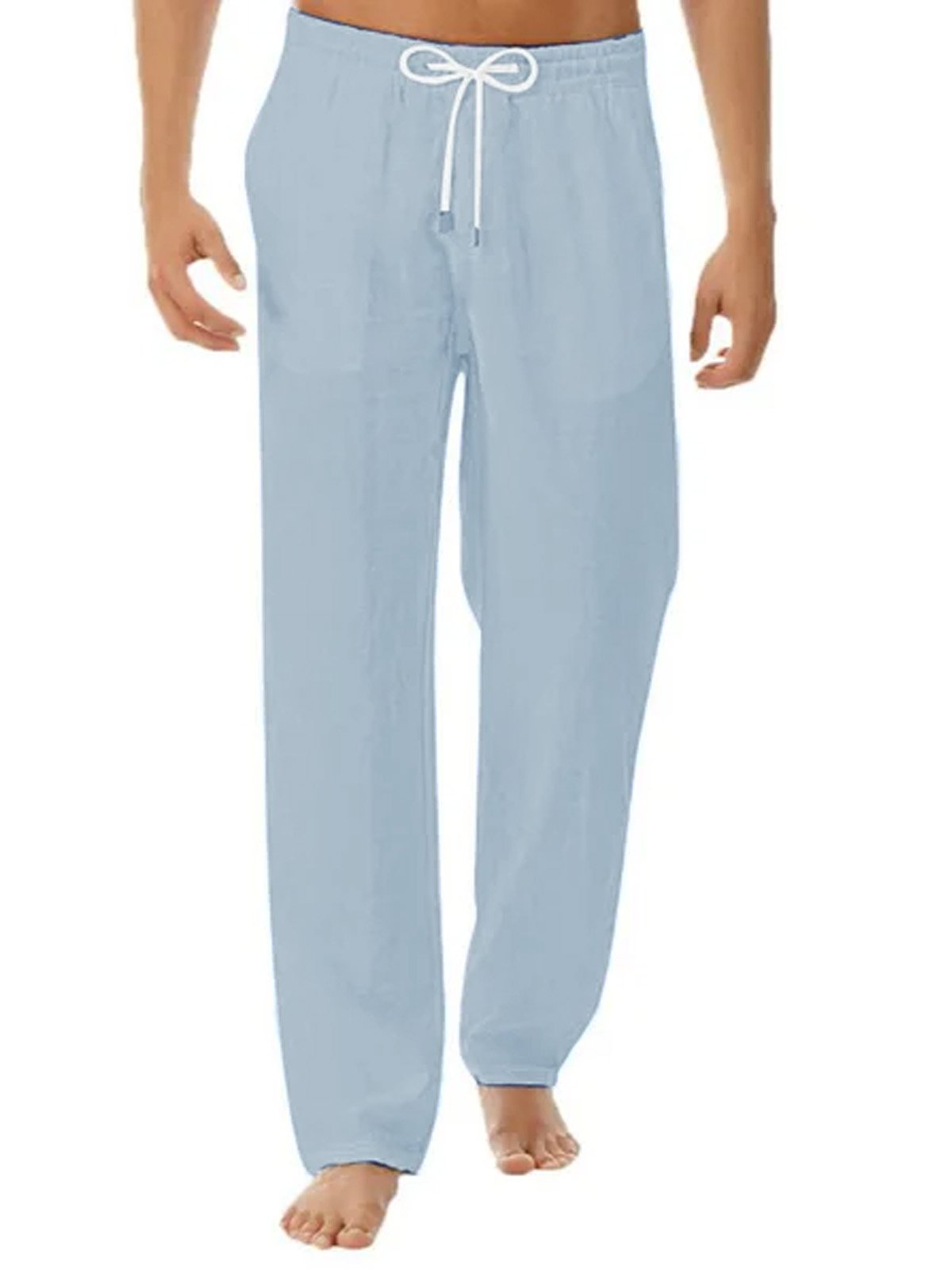 Men's Casual Loose Cotton Pants Breathable Long Trousers