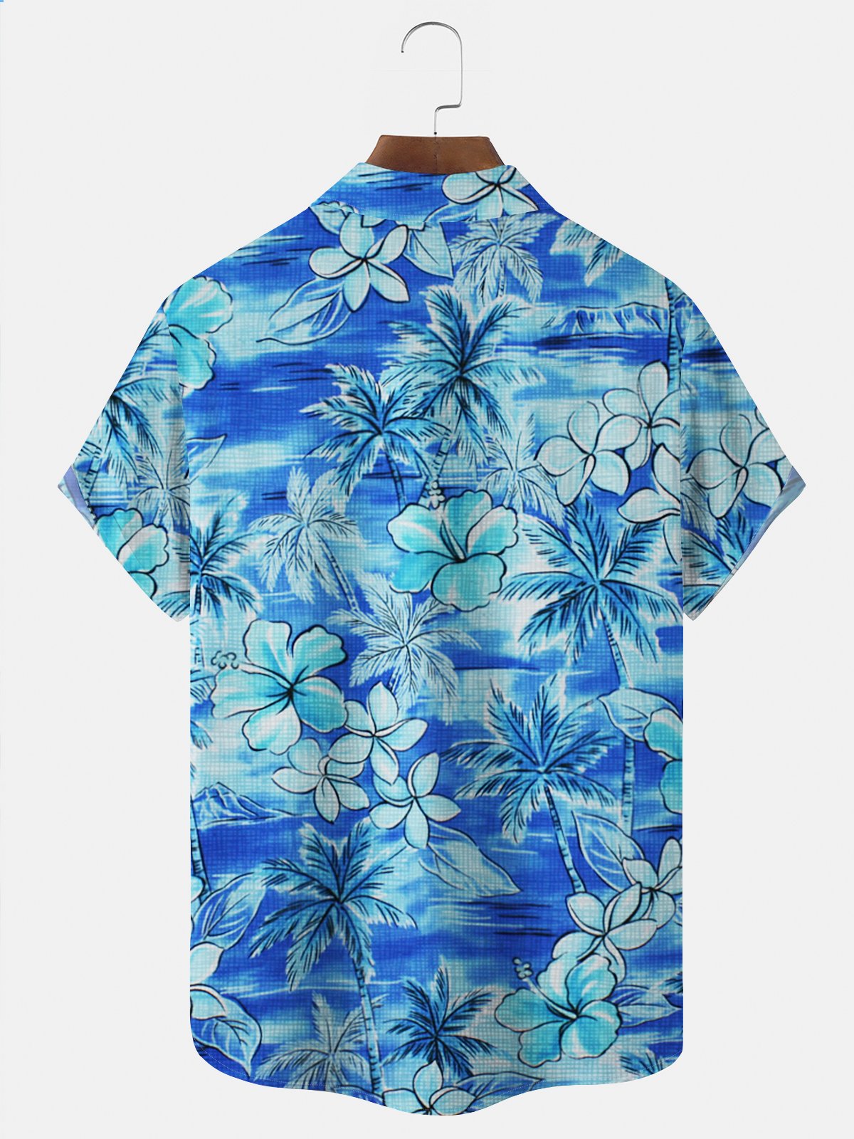 Cotton Linen Coconut Plumeria Print Men's Vacation Hawaiian Big and Tall Aloha Shirt