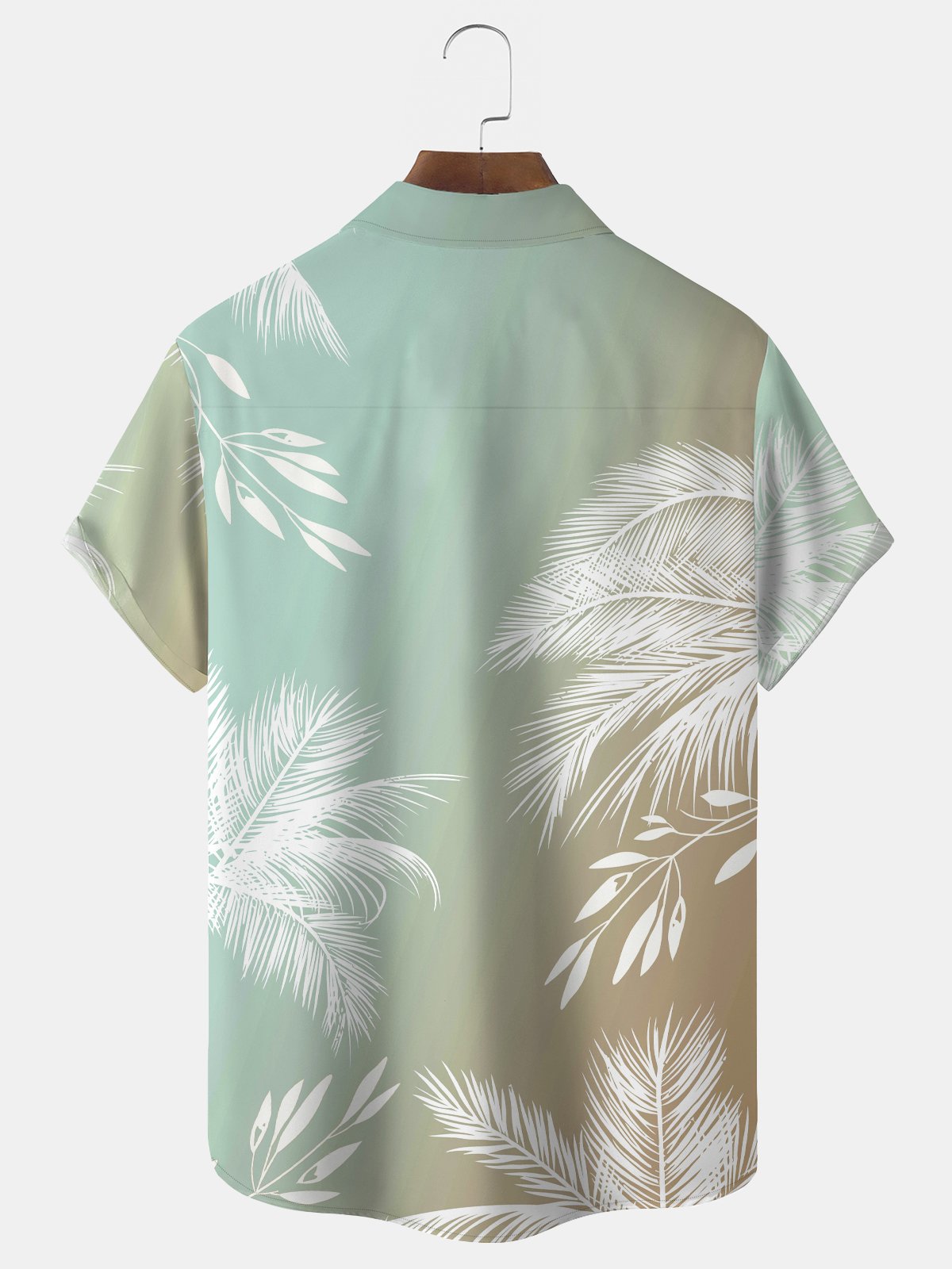 Men's Vacation Gradient Hawaiian Short Sleeve Seersucker Wrinkle Free Shirt Top