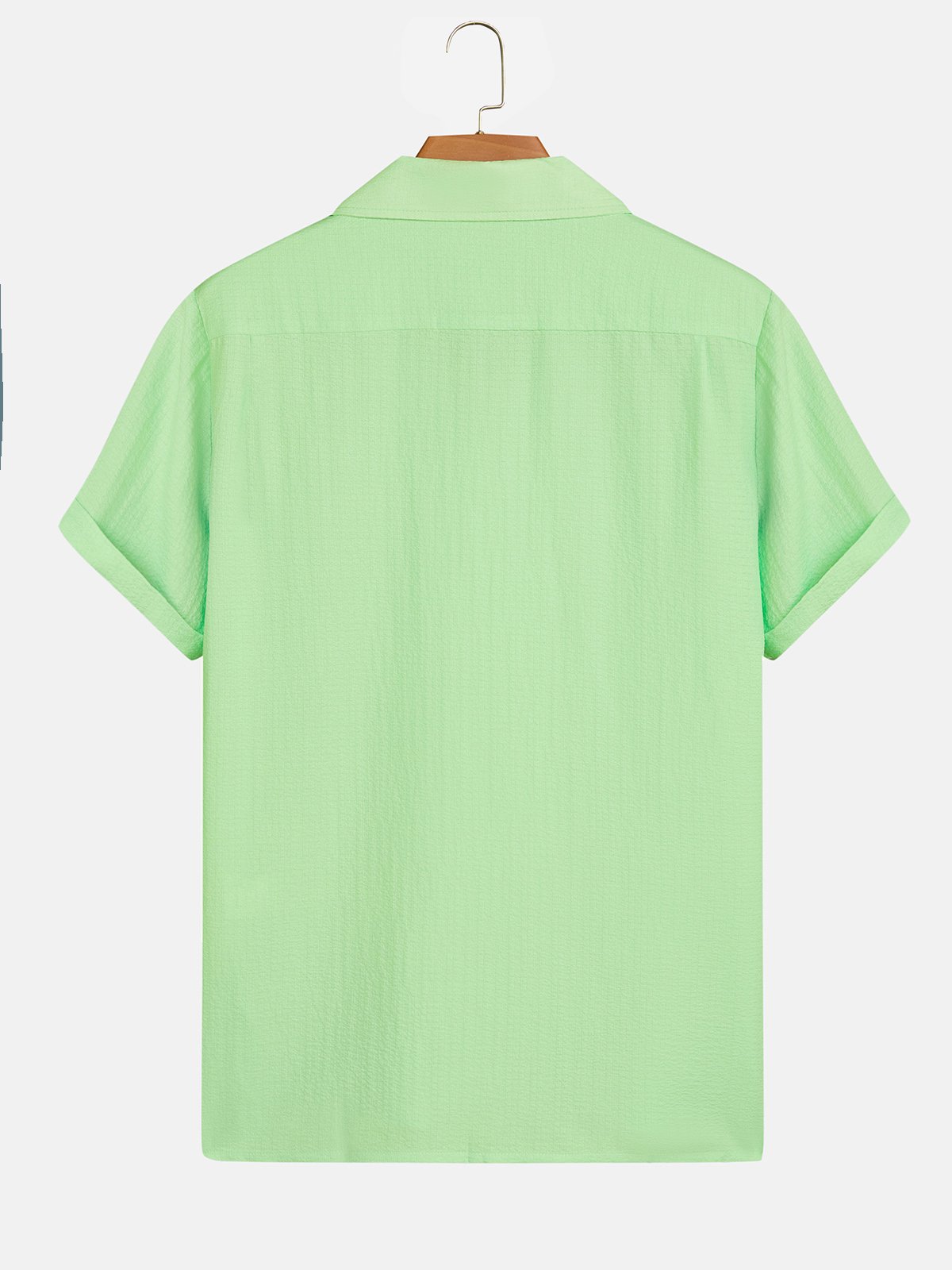 Men's Plain Seersucker Wrinkle Free Casual Shirts Multicolor Basic Tops