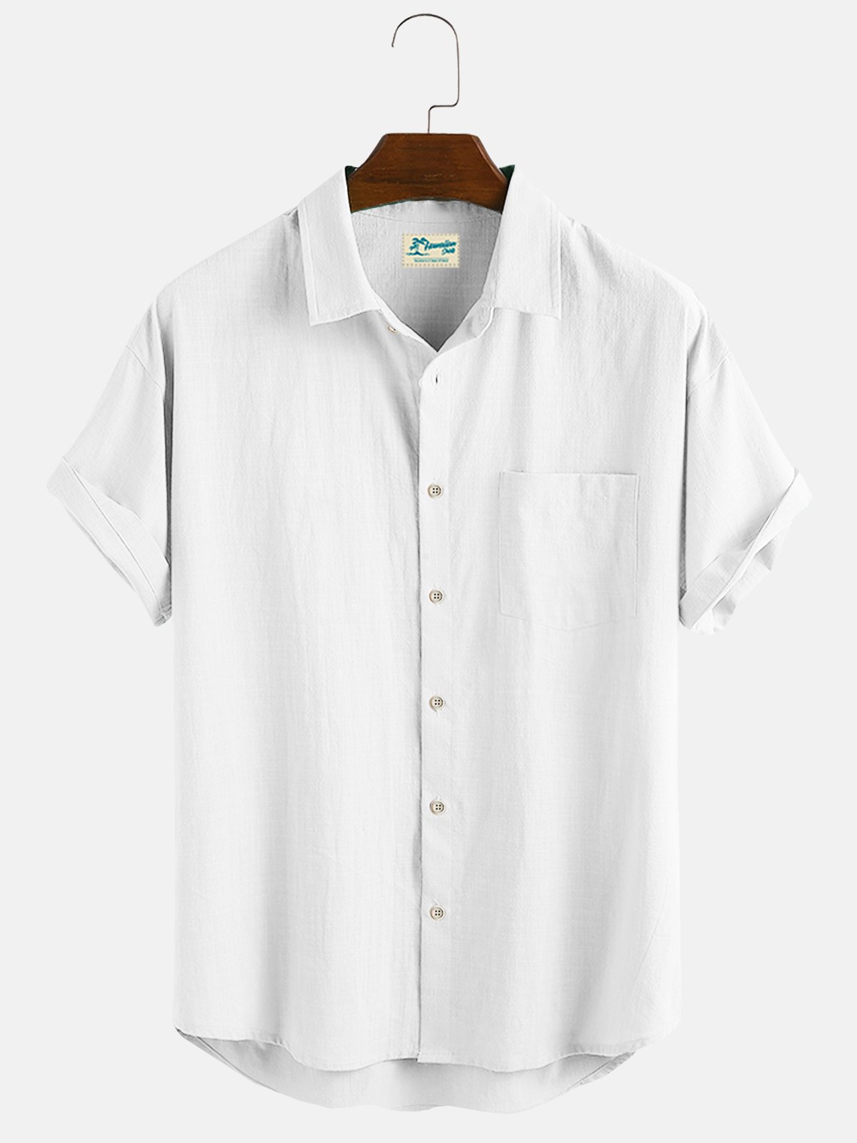 Royaura Beach Vacation Solid Color Men's Cotton Linen Blend Camp Shirts Big & Top Casual Button Down Shirts