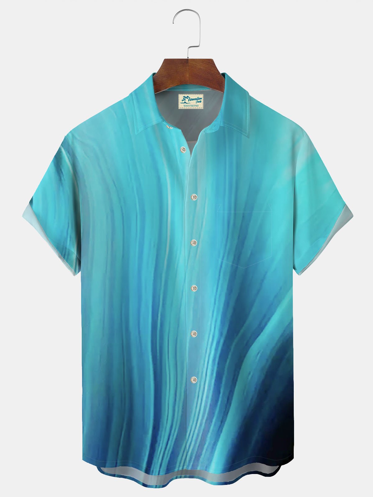 JoyMitty Natural Fiber Gradient Men's Hawaiian Button Down Shirt