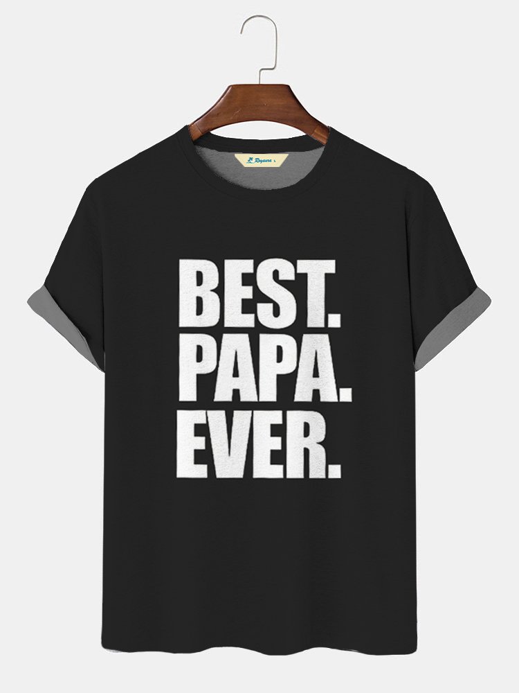 Men's Casual T-shirt Best Papa Ever Short Sleeve Father's Day T-Shirt