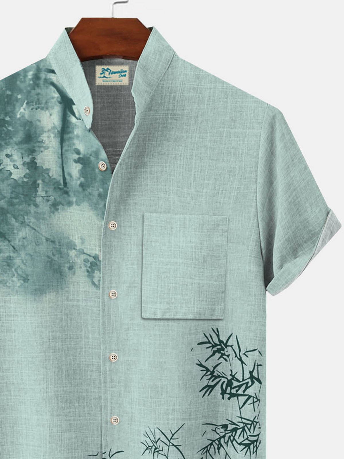 JoyMitty Hawaiian Floral Ombre Print Men's Button Pocket Shirt