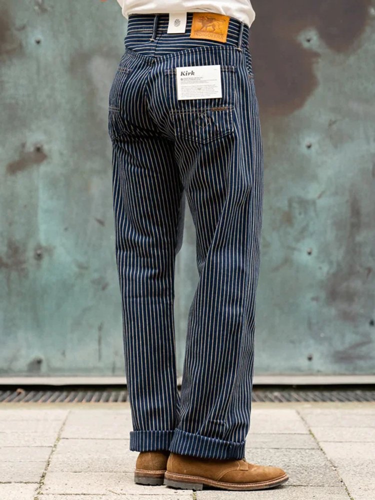 JoyMitty Vertical Stripe Straight Leg Pants Men's Casual Trousers