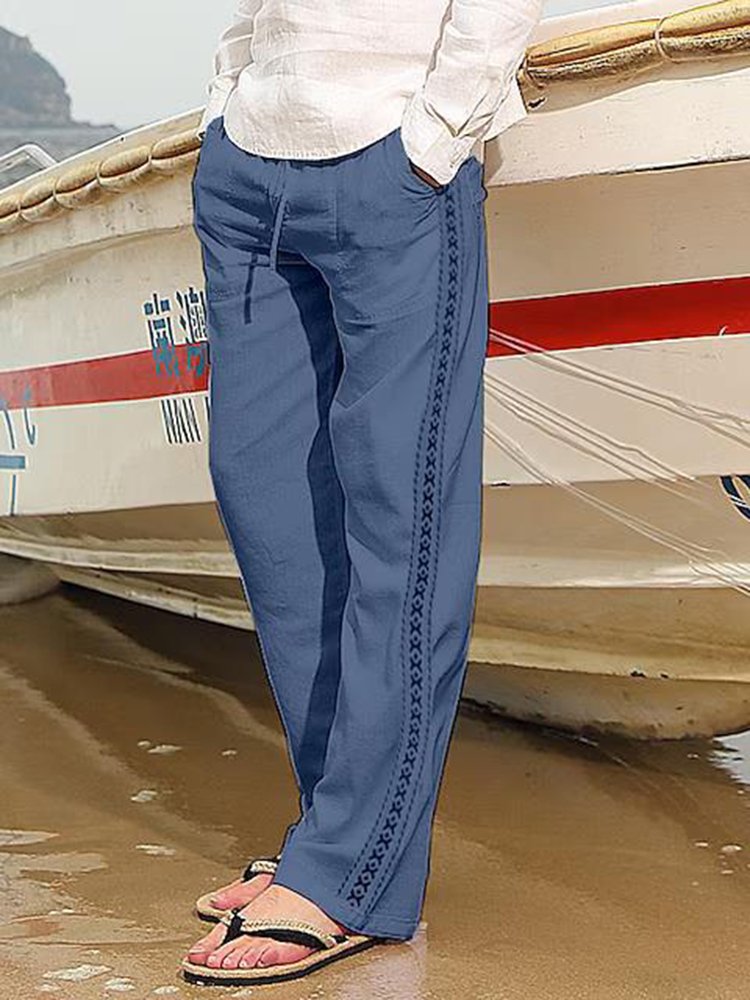 JoyMitty Nature  Fiber Pants Men's Breathable Loose Casual Basic Plus Size Pants