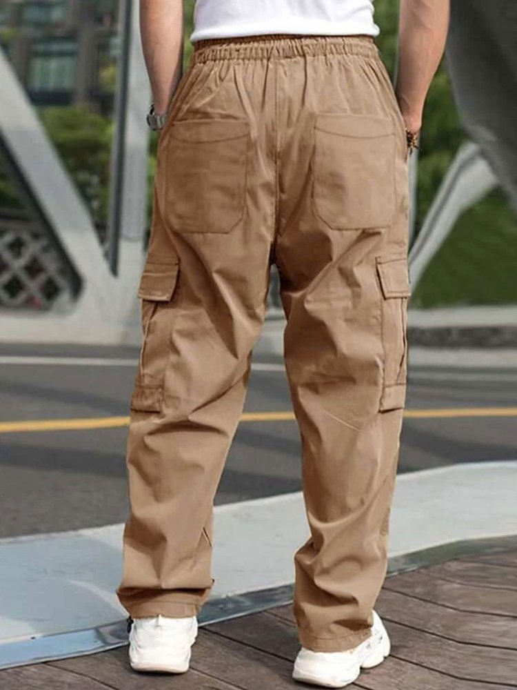 JoyMitty Loose Multi-Pocket Straight Leg Casual Men's Trousers