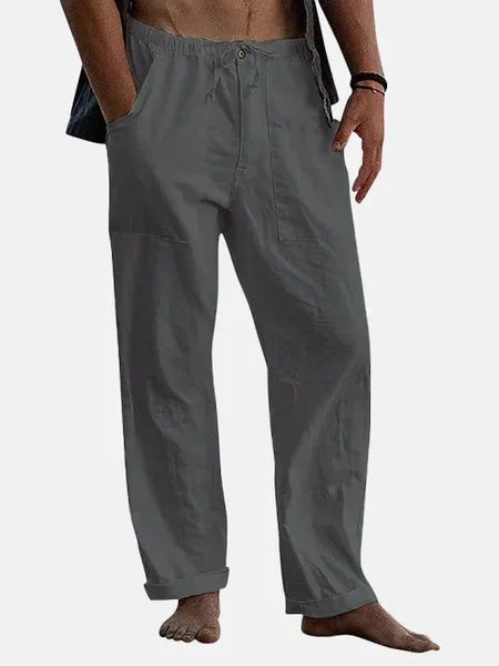 Men's Solid Linen Casual Series Pants