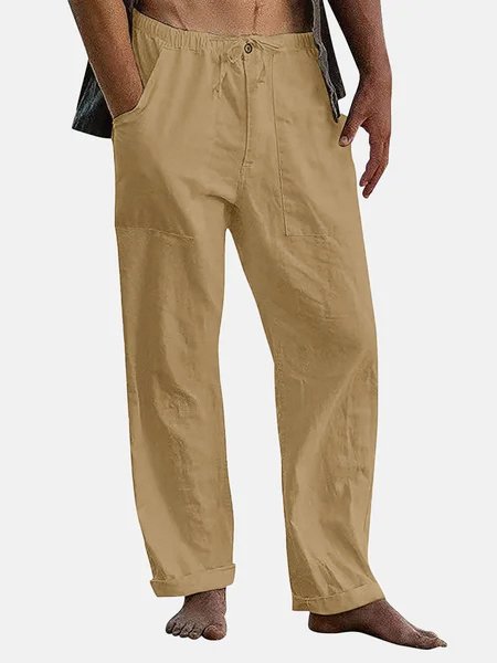Men's Solid Linen Casual Series Pants