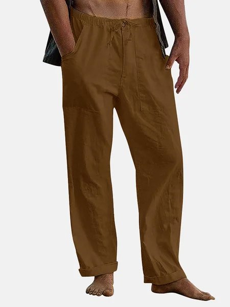 Men's Solid Linen Casual Series Pants