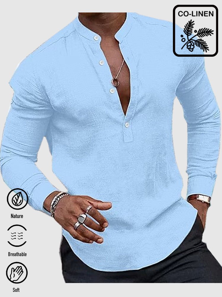 JoyMitty Basic Natural Fiber Plain Men's Button Down Long Sleeve Shirt