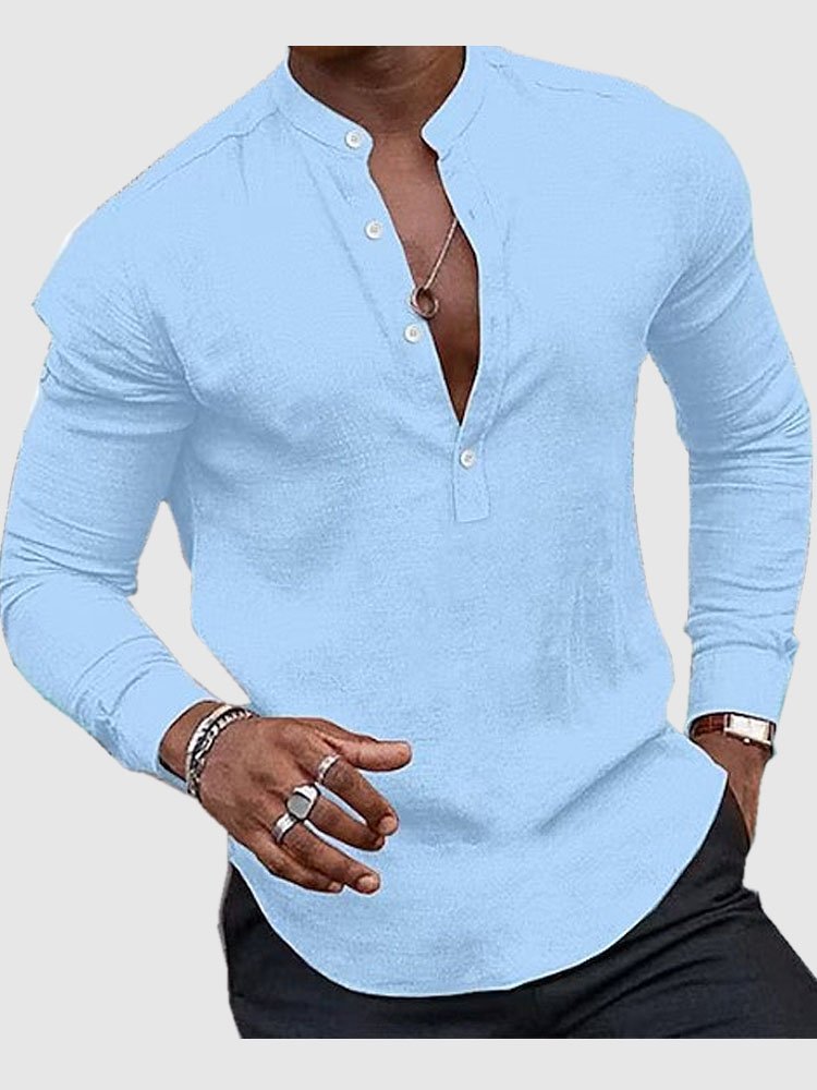 JoyMitty Basic Natural Fiber Plain Men's Button Down Long Sleeve Shirt