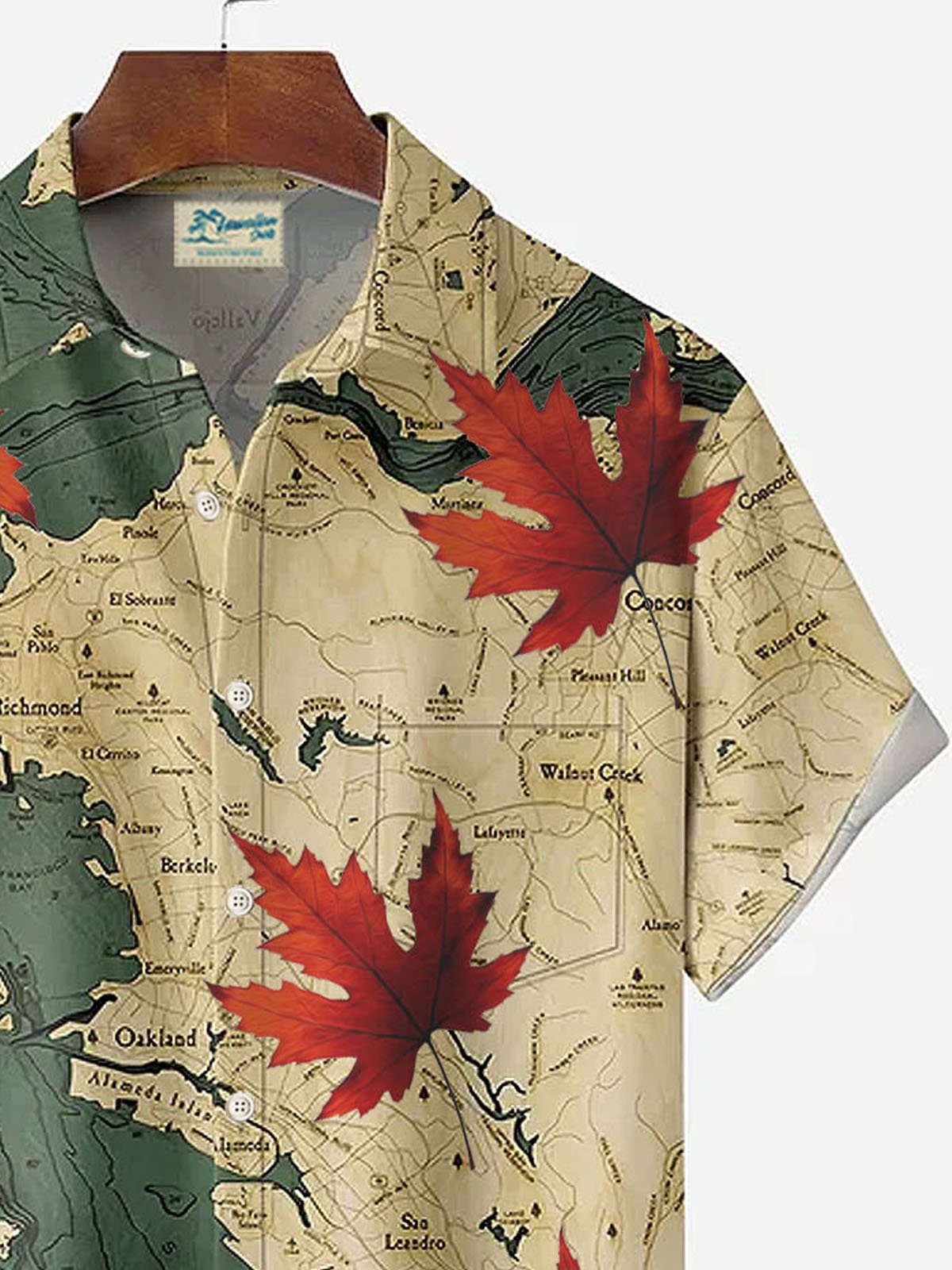 Vintage Canada Day Maple Leaf Print Men's Button Pocket Shirt