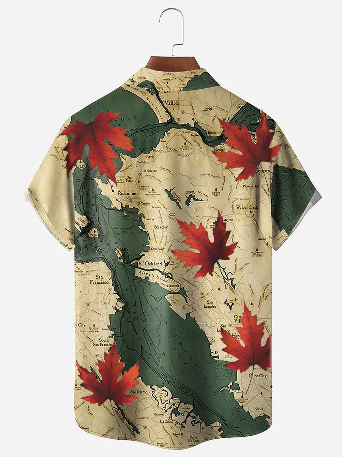 Vintage Canada Day Maple Leaf Print Men's Button Pocket Shirt