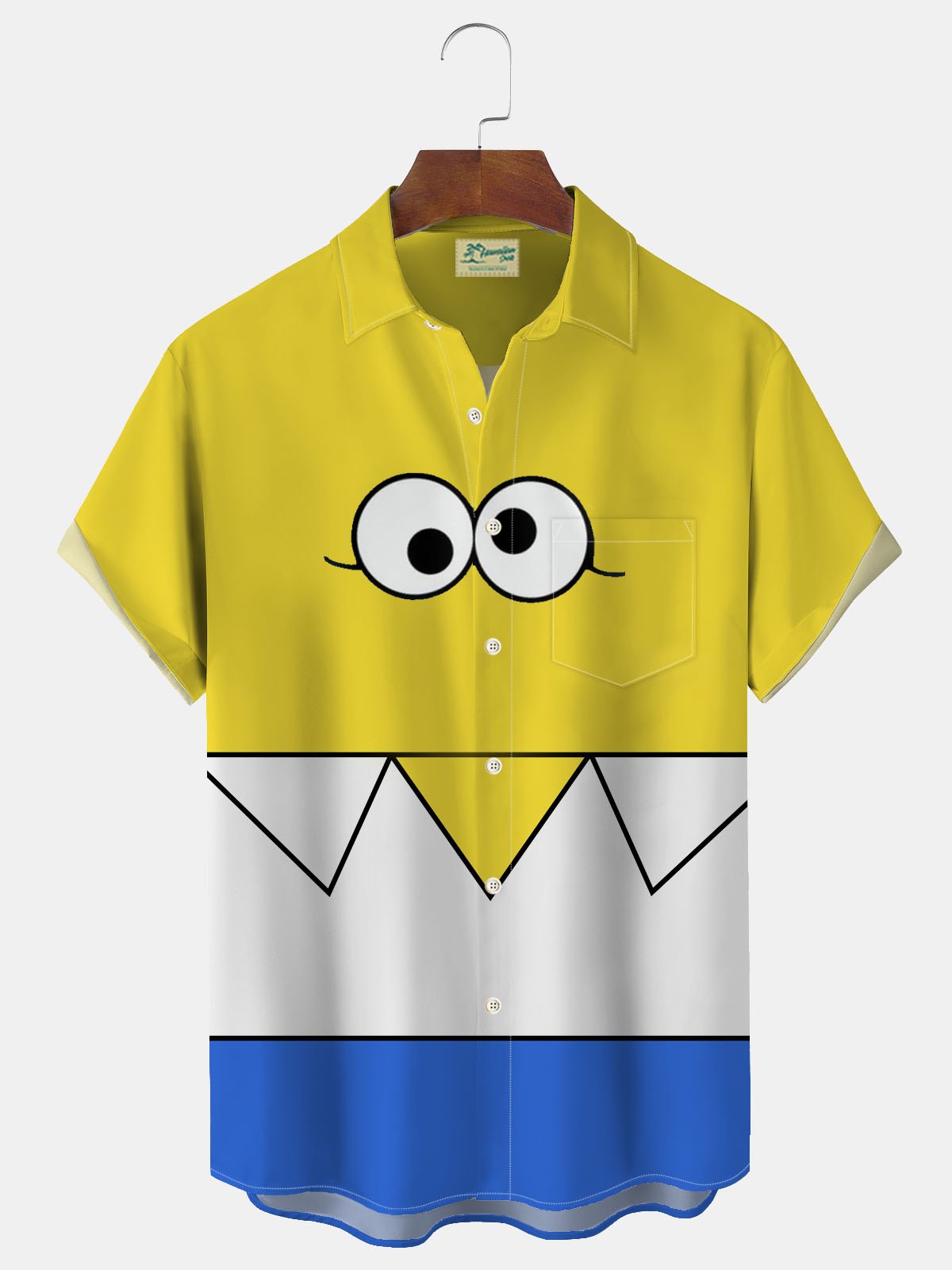 JoyMitty Retro 60s Cartoon Print Men's Button Pocket Shirt