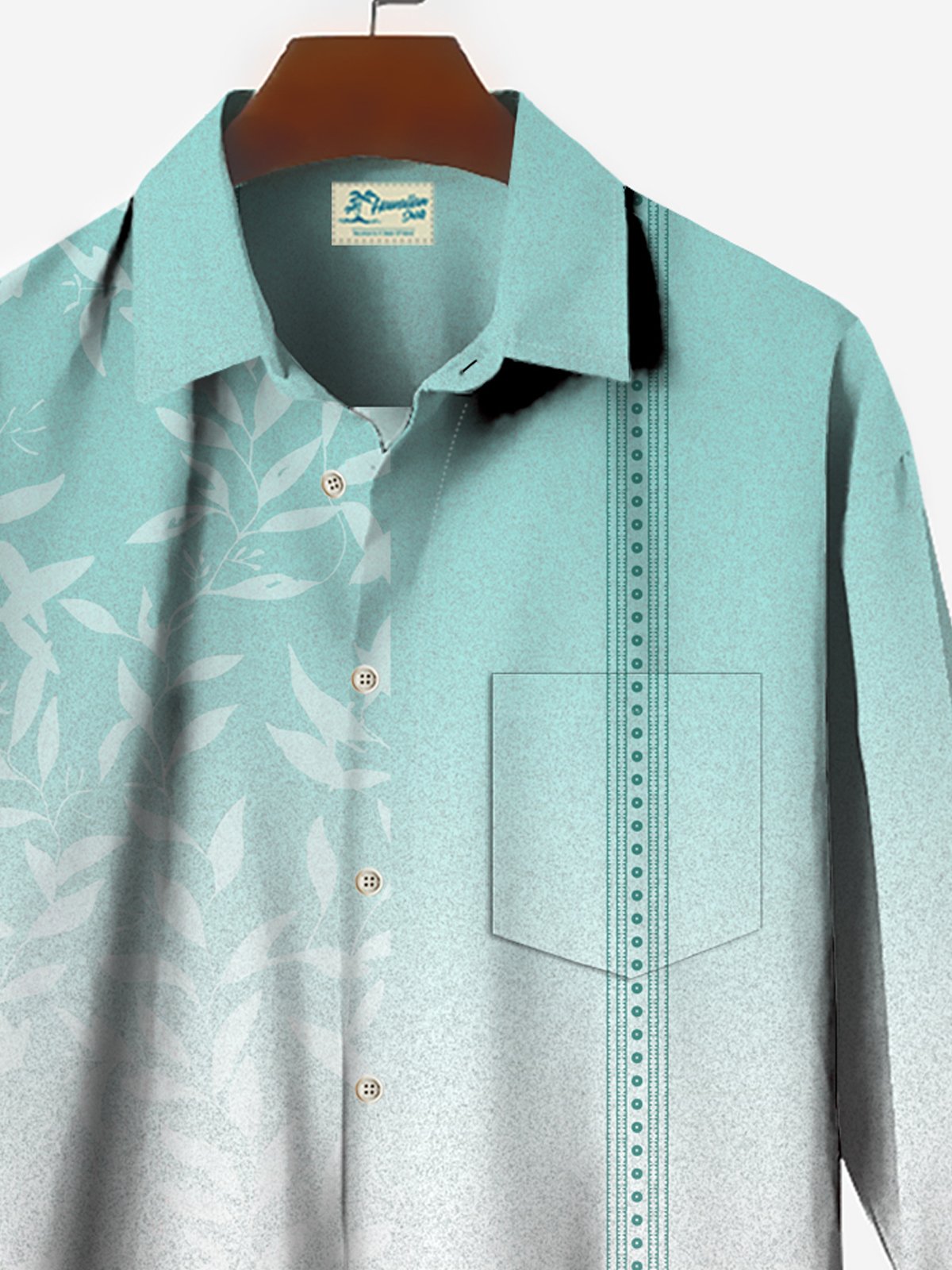 JoyMitty Hawaiian Ombre Floral Print Men's Button Down Pocket Long Sleeve Shirt